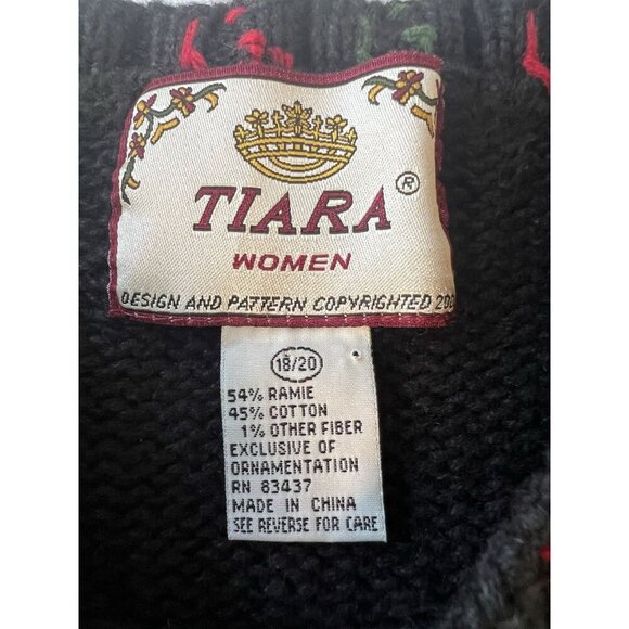 VTG Tiara International SZ 18/20 Christmas Cardigan Holiday Sweater Cottagecore - Picture 2 of 10